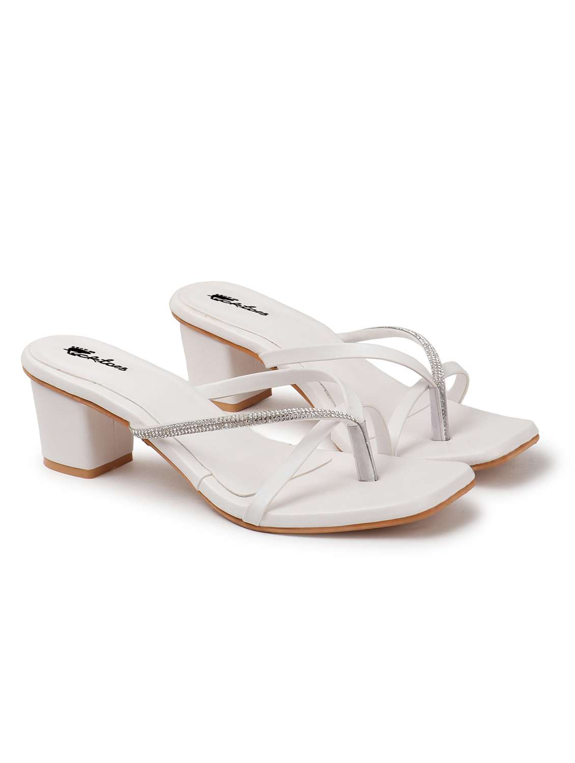 women's white synthetic leather block heel sandal - 22069094 -  Standard Image - 1