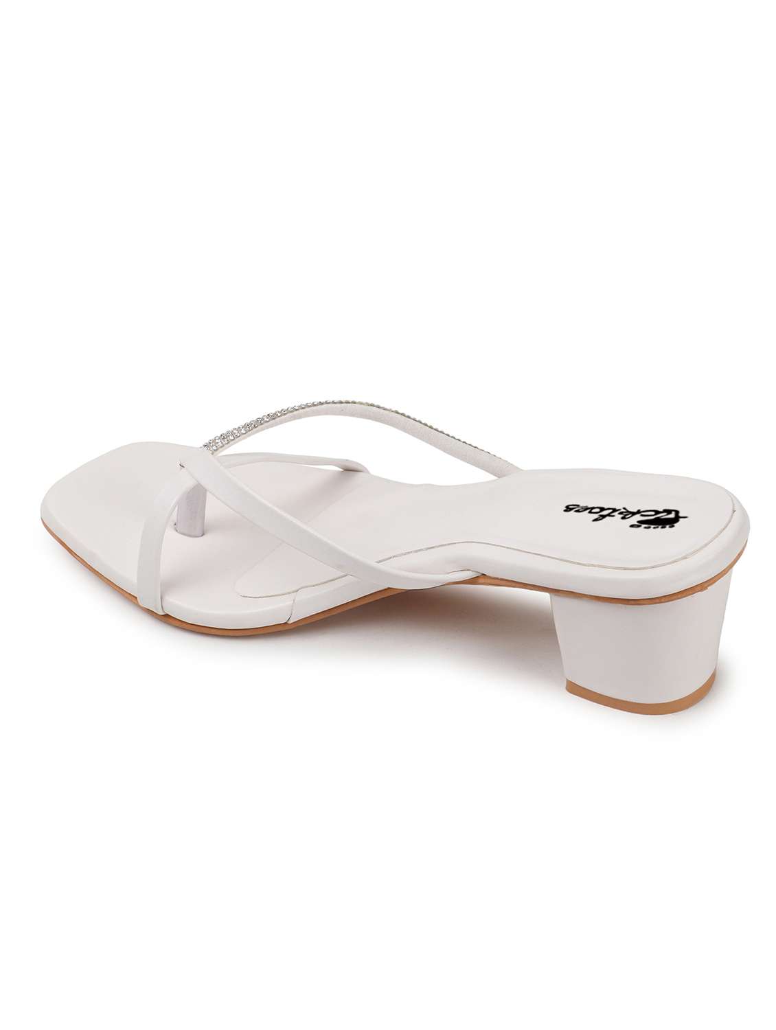 women's white synthetic leather block heel sandal - 22069094 - Standard Image - 4