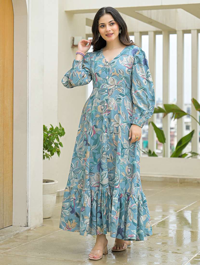 women printed puff sleeve tiered dress - 22069134 -  Standard Image - 4
