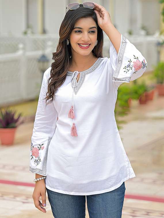 women embroidered long sleeve top - 22069146 -  Standard Image - 1