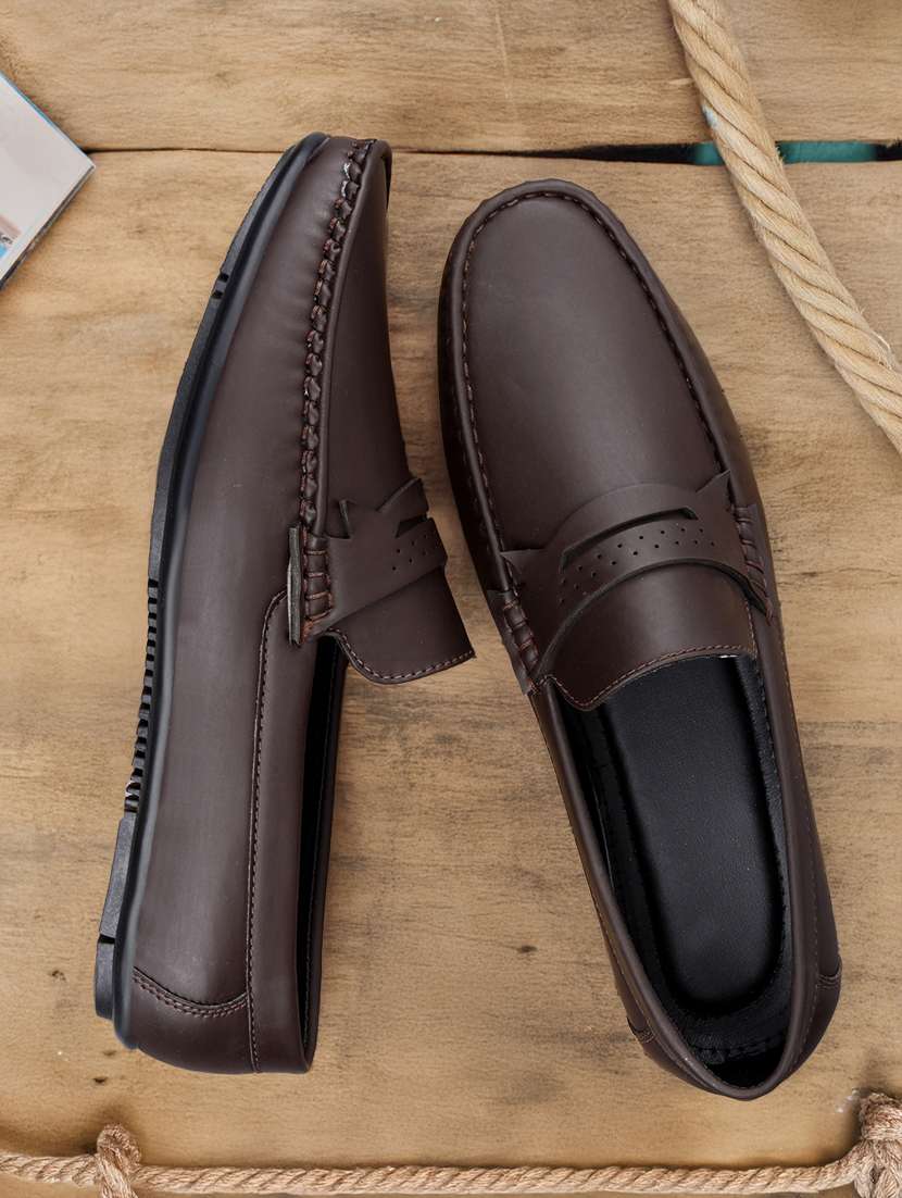 men brown slip on loafer