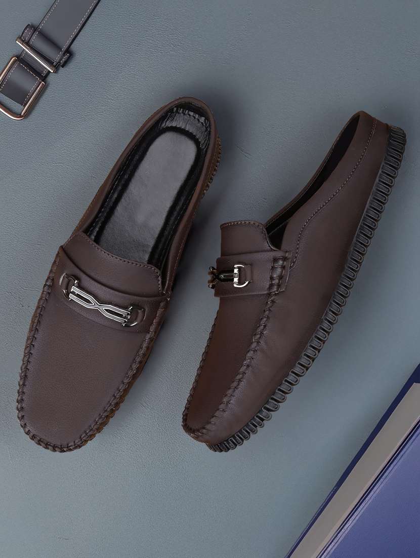 men brown slip on loafer