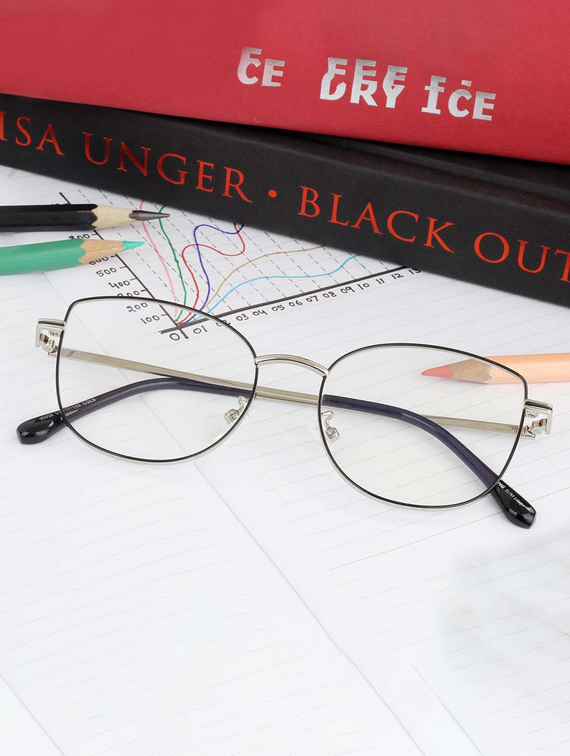 cat eye silver frame spectacles - 22069193 - Zoom Image - 0
