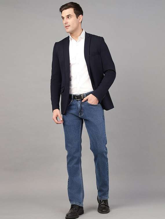 men solid mid rise straight fit jean - 22069240 - Standard Image - 4