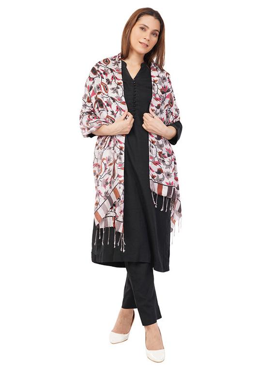 women white printed stole - 22069241 -  Standard Image - 1