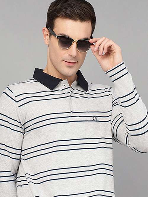 men striped long sleeve regular fit polo t-shirt - 22069258 -  Standard Image - 0