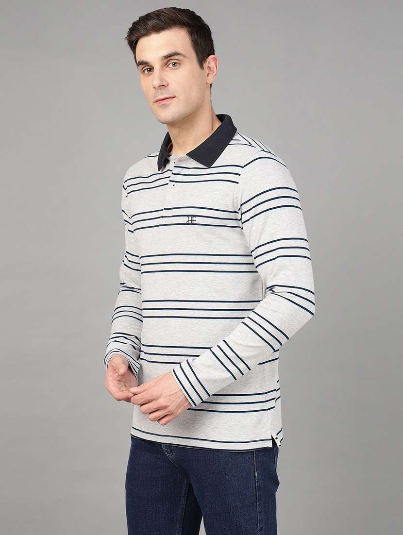 men striped long sleeve regular fit polo t-shirt - 22069258 -  Standard Image - 1