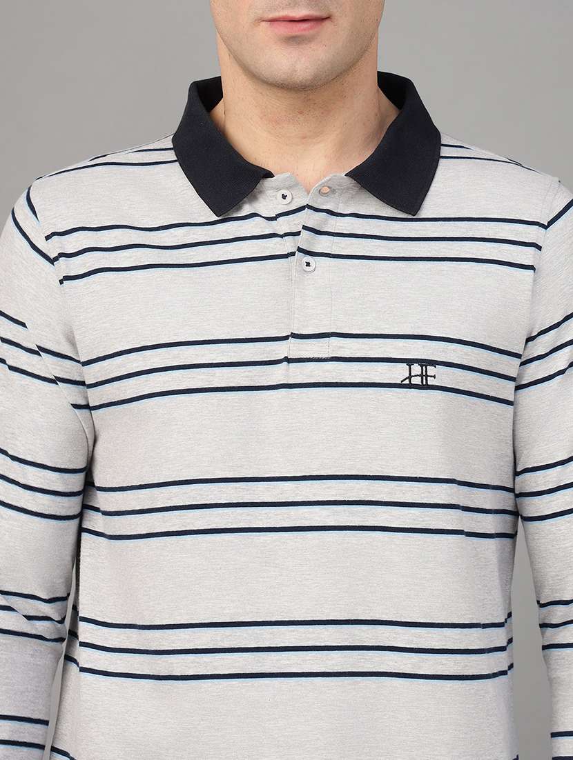 men striped long sleeve regular fit polo t-shirt - 22069258 -  Standard Image - 4