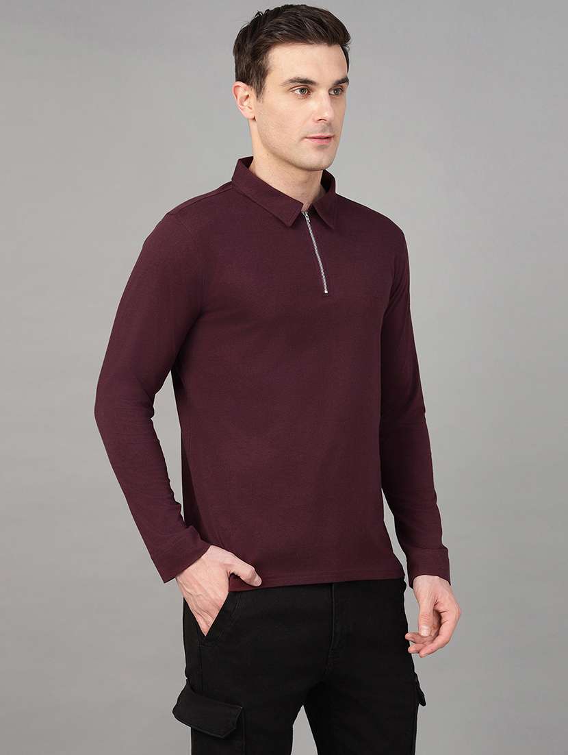 men solid long sleeve regular fit polo t-shirt - 22069263 -  Standard Image - 1