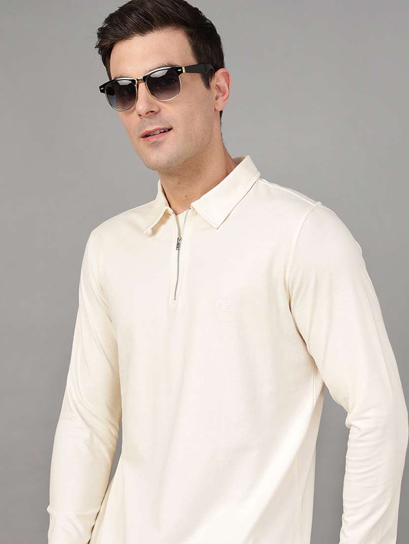 men solid long sleeve regular fit polo t-shirt