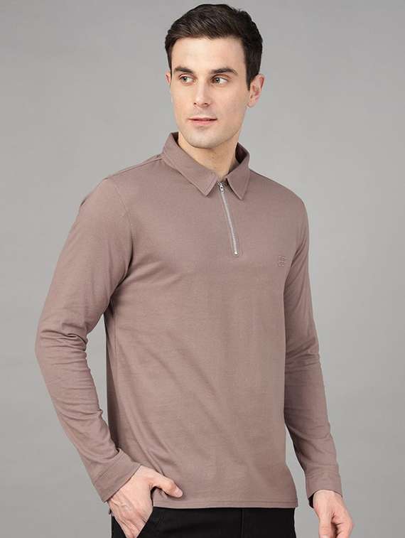 men solid long sleeve regular fit polo t-shirt - 22069265 -  Standard Image - 1
