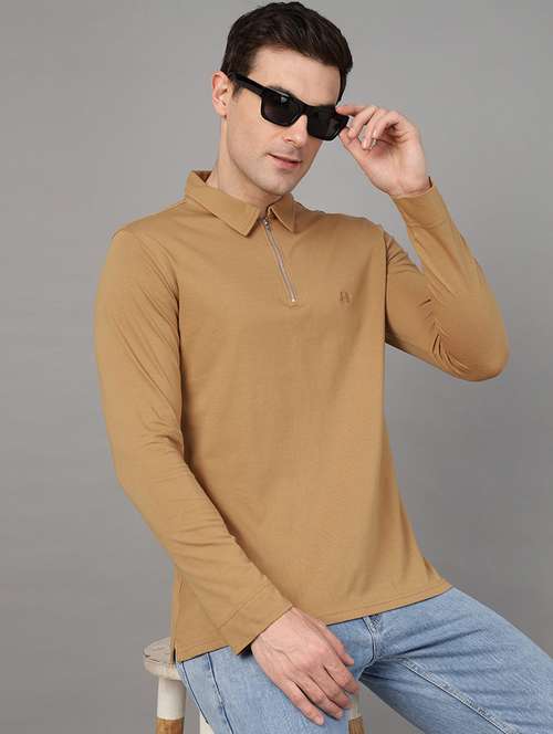 men solid long sleeve regular fit polo t-shirt - 22069266 -  Standard Image - 0