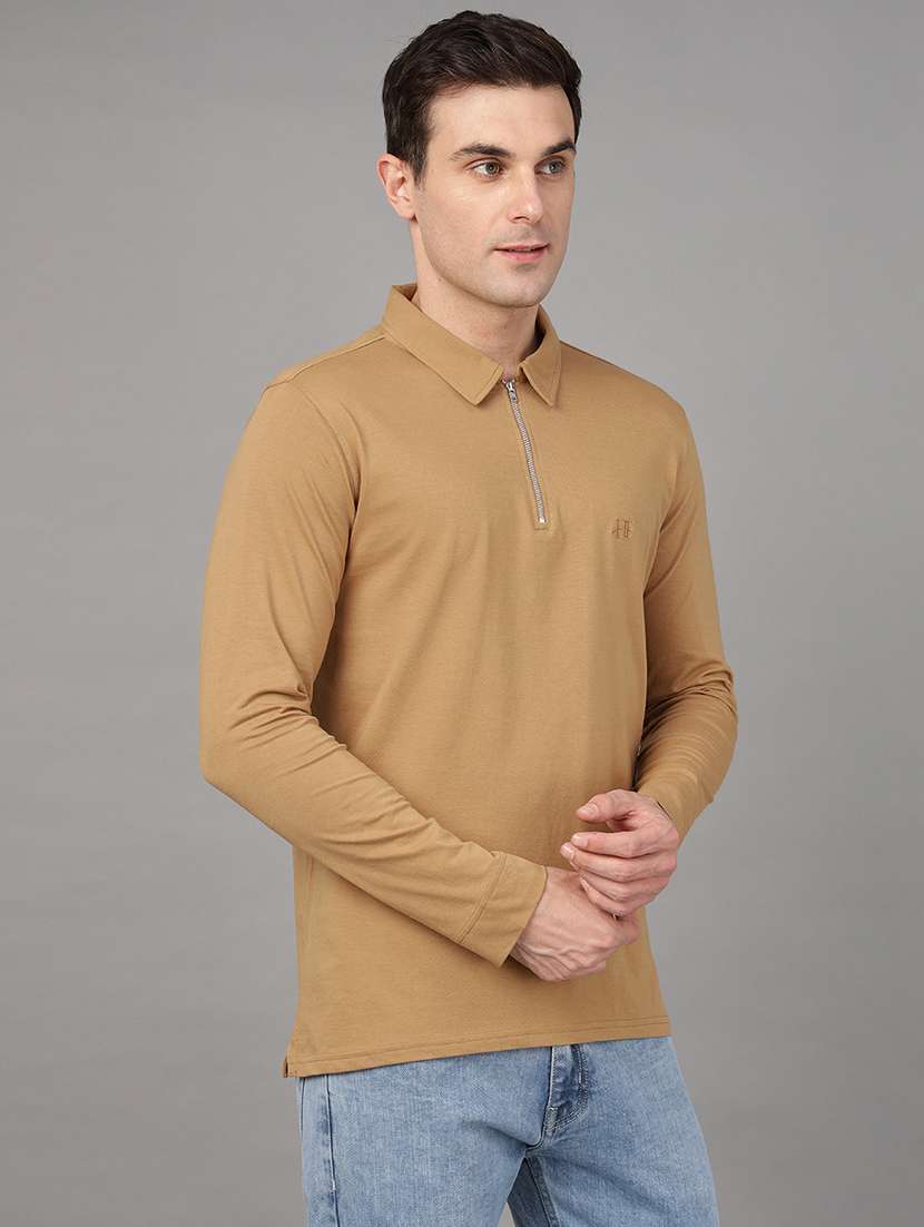 men solid long sleeve regular fit polo t-shirt - 22069266 -  Standard Image - 1