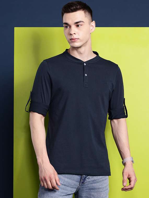 men solid long sleeve regular fit t-shirt