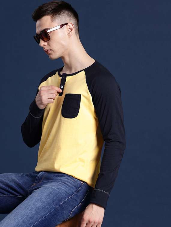 men color blocked long sleeve regular fit t-shirt