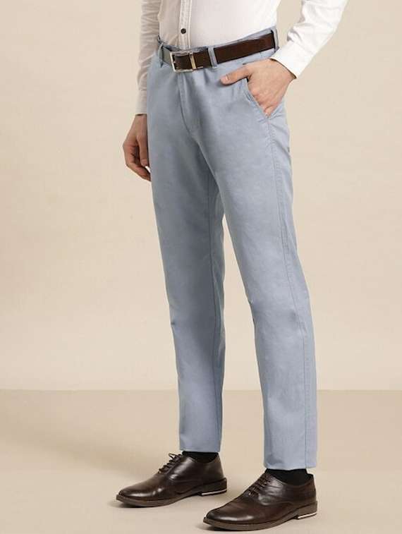 men solid mid rise flat front trouser - 22069279 -  Standard Image - 1