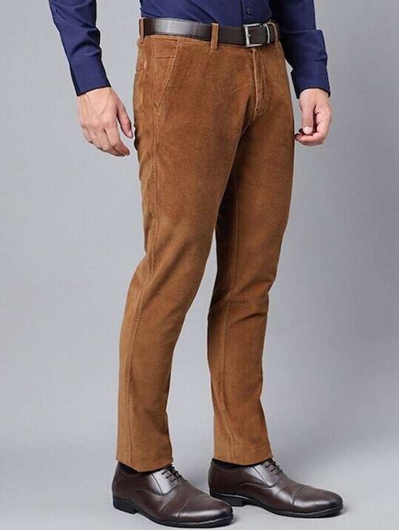 men solid mid rise flat front trouser - 22069282 -  Standard Image - 1