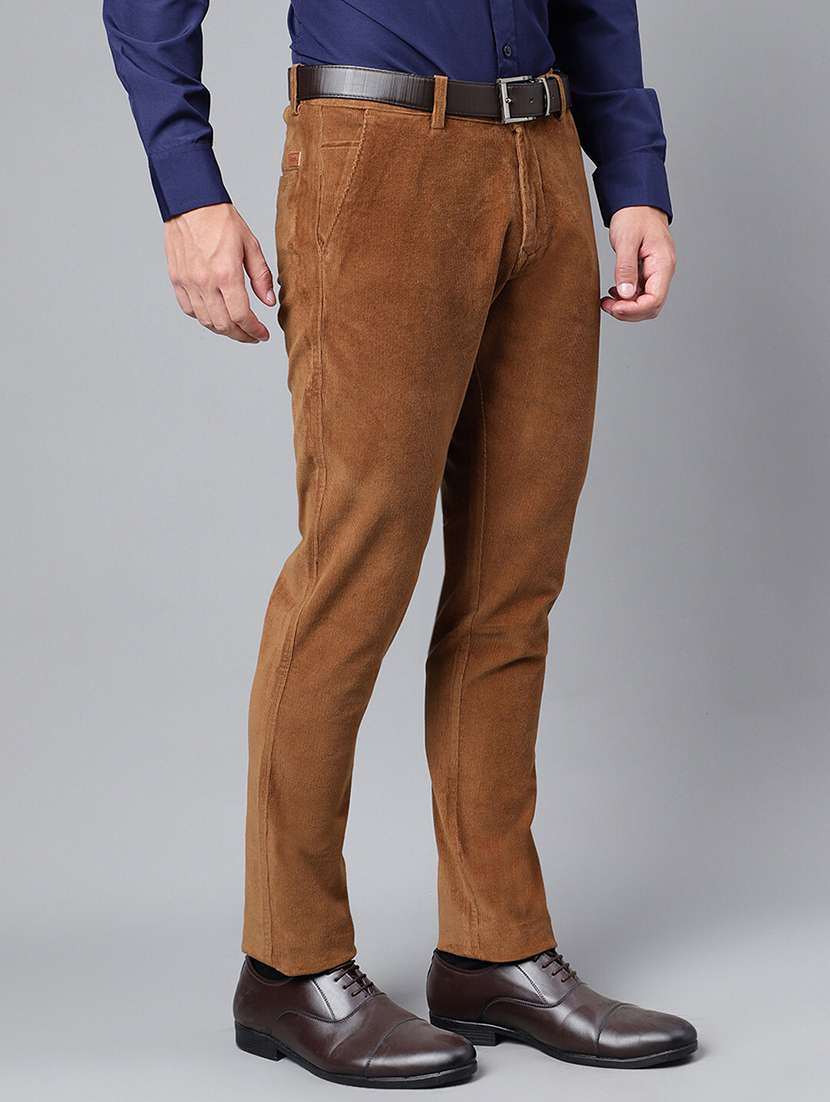 men solid mid rise flat front trouser - 22069286 -  Standard Image - 1