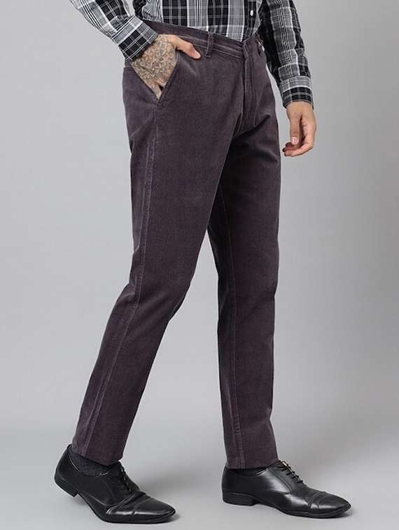 men solid mid rise flat front trouser - 22069288 -  Standard Image - 1