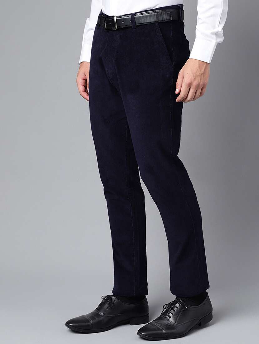 men solid mid rise flat front trouser - 22069290 -  Standard Image - 1