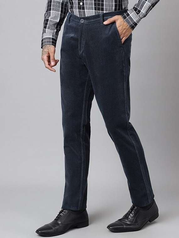 men solid mid rise flat front trouser - 22069292 -  Standard Image - 1