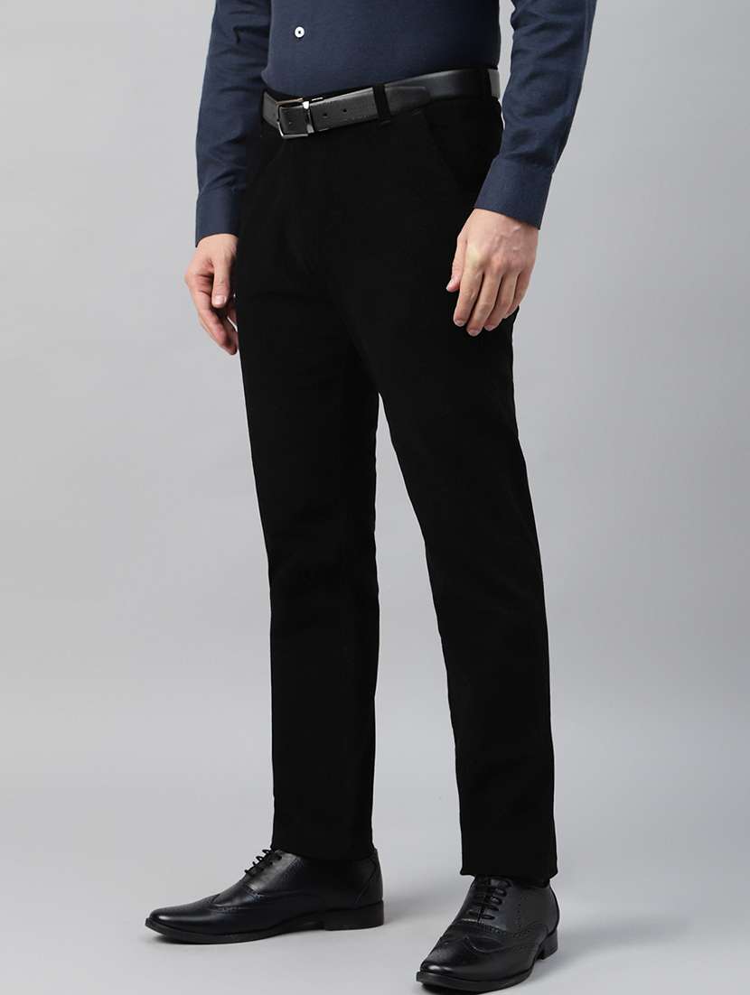 men solid mid rise flat front trouser - 22069293 -  Standard Image - 1