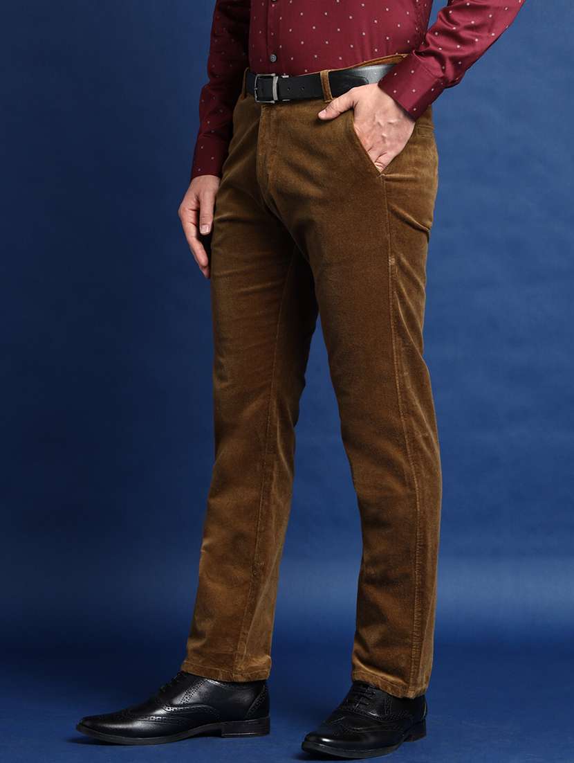 men solid mid rise flat front trouser - 22069294 -  Standard Image - 1