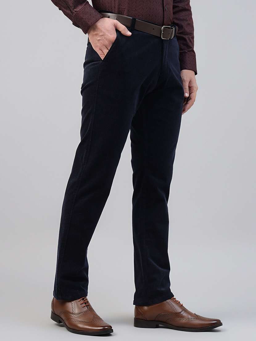 men solid mid rise flat front trouser - 22069296 -  Standard Image - 1