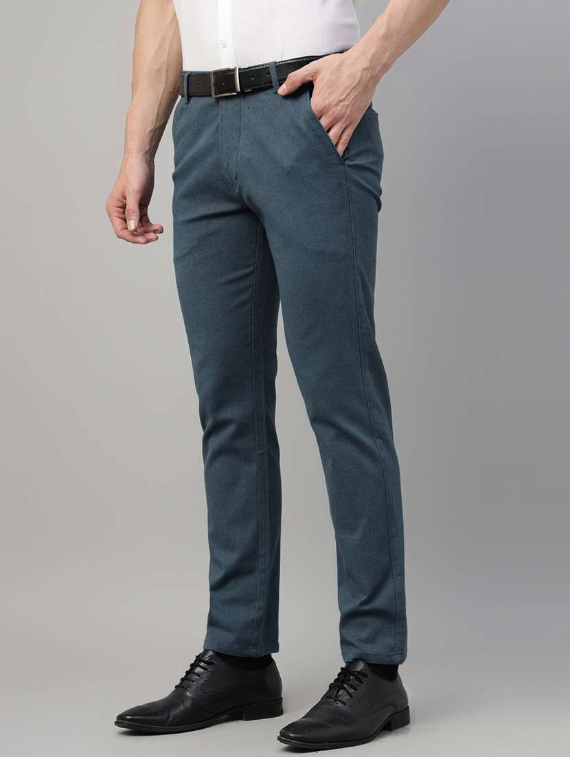 men solid mid rise flat front trouser - 22069297 -  Standard Image - 1