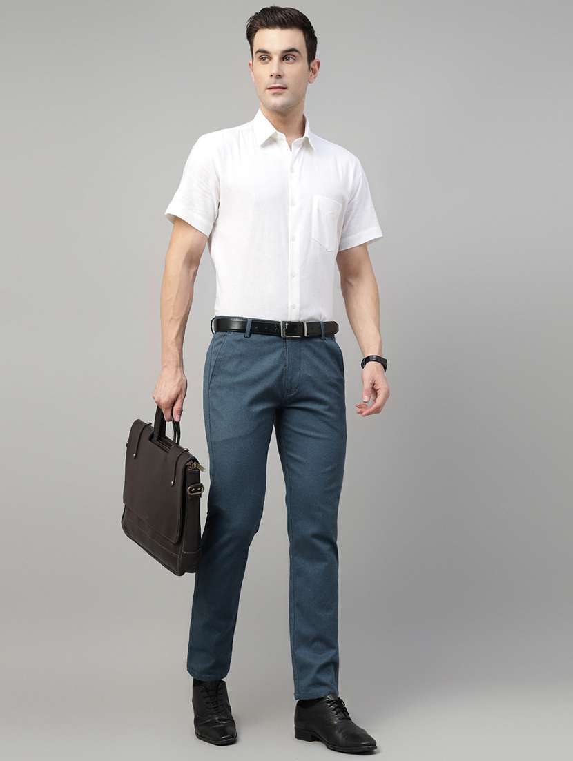 men solid mid rise flat front trouser - 22069297 -  Standard Image - 4