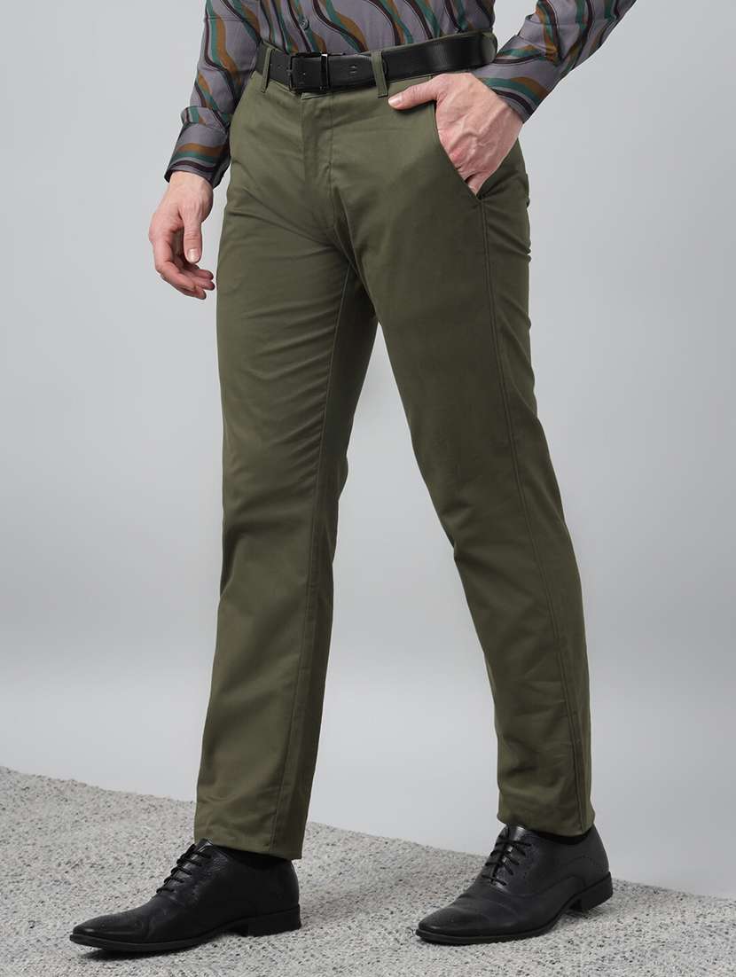 men solid mid rise flat front trouser - 22069300 -  Standard Image - 1