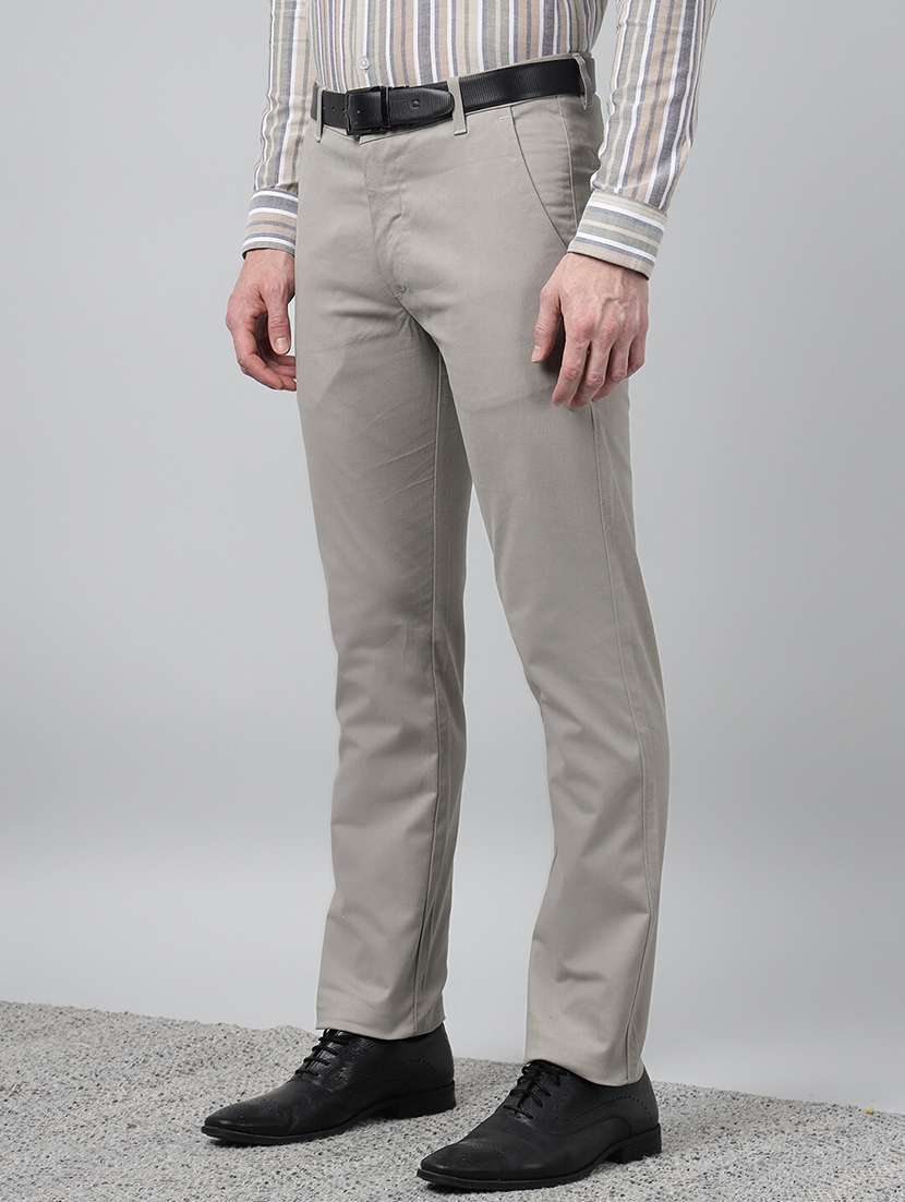 men solid mid rise flat front trouser - 22069301 -  Standard Image - 1