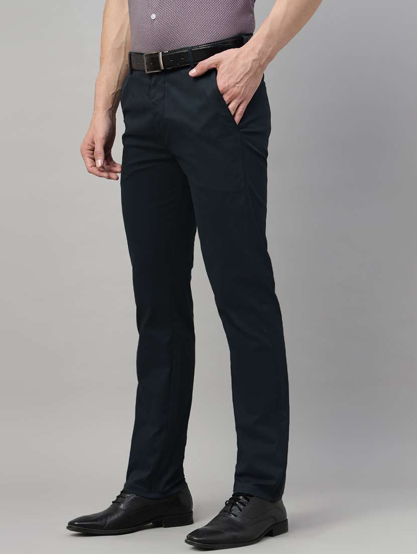 men solid mid rise flat front trouser - 22069302 -  Standard Image - 1