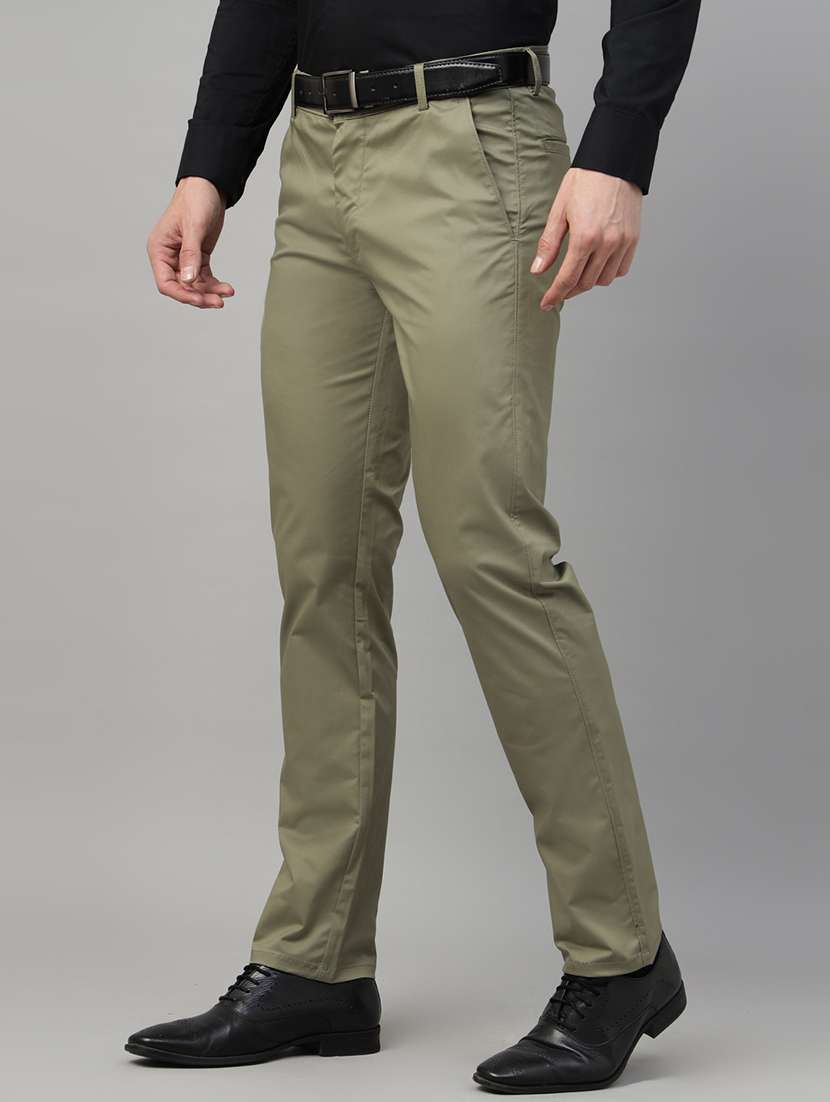 men solid mid rise flat front trouser - 22069303 -  Standard Image - 1