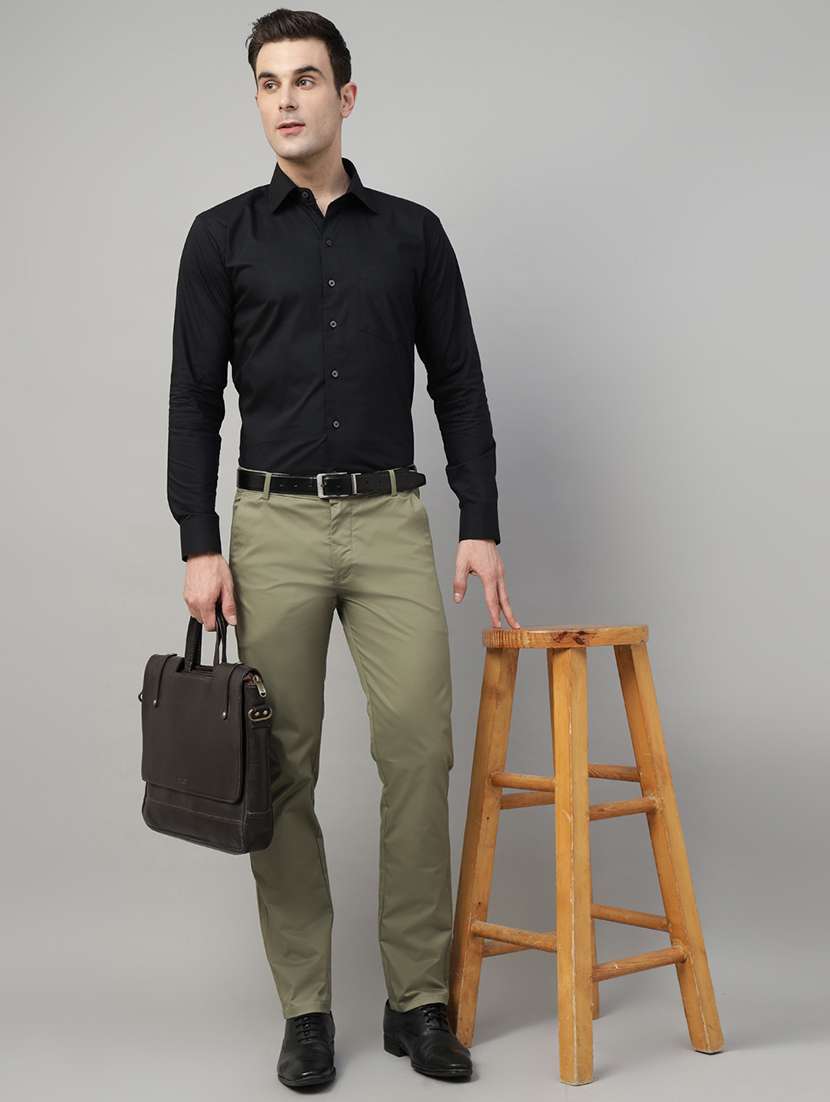 men solid mid rise flat front trouser - 22069303 -  Standard Image - 4