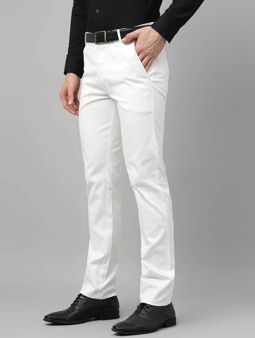 men solid mid rise flat front trouser - 22069304 -  Standard Image - 1