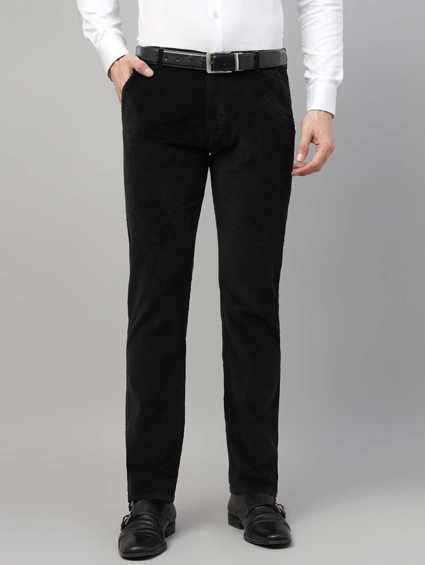 men solid mid rise flat front trouser - 22069305 -  Standard Image - 1