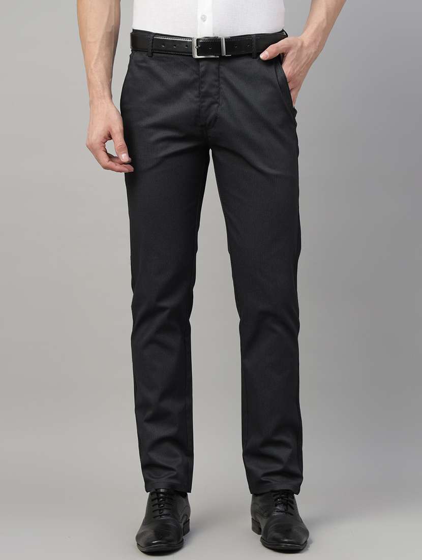 men solid mid rise flat front trouser