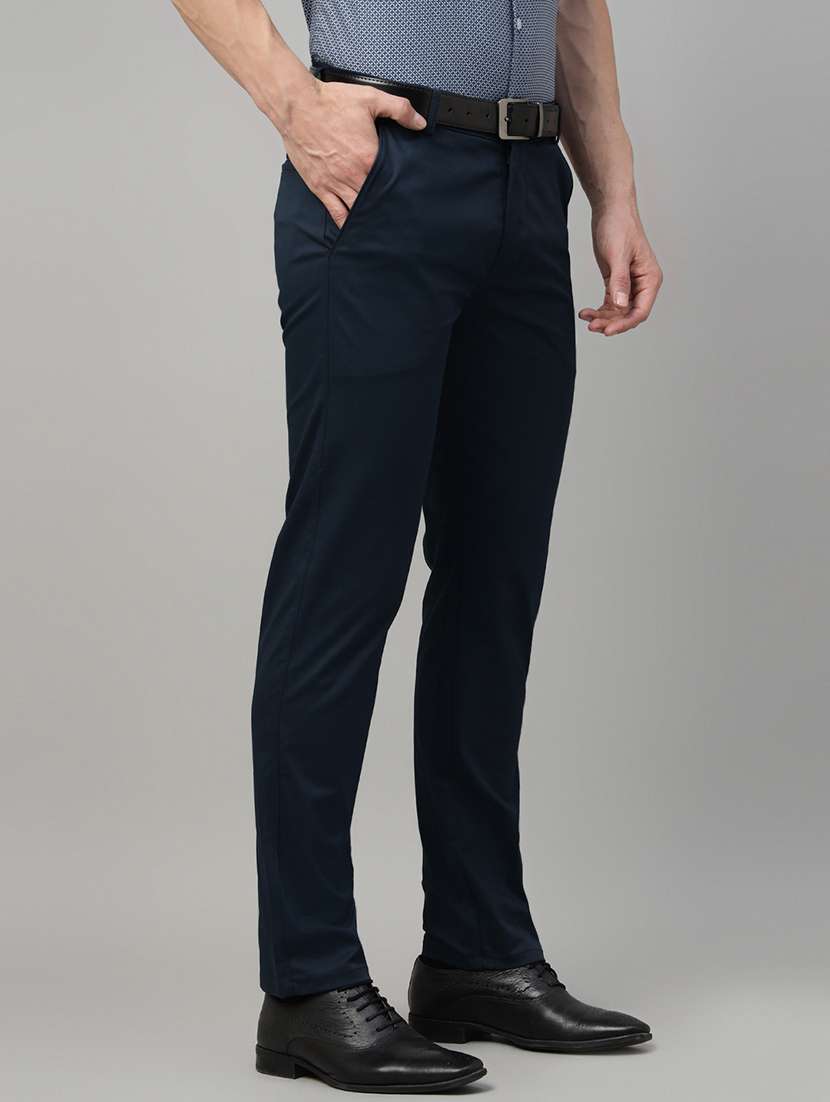 men solid mid rise flat front trouser - 22069308 -  Standard Image - 1