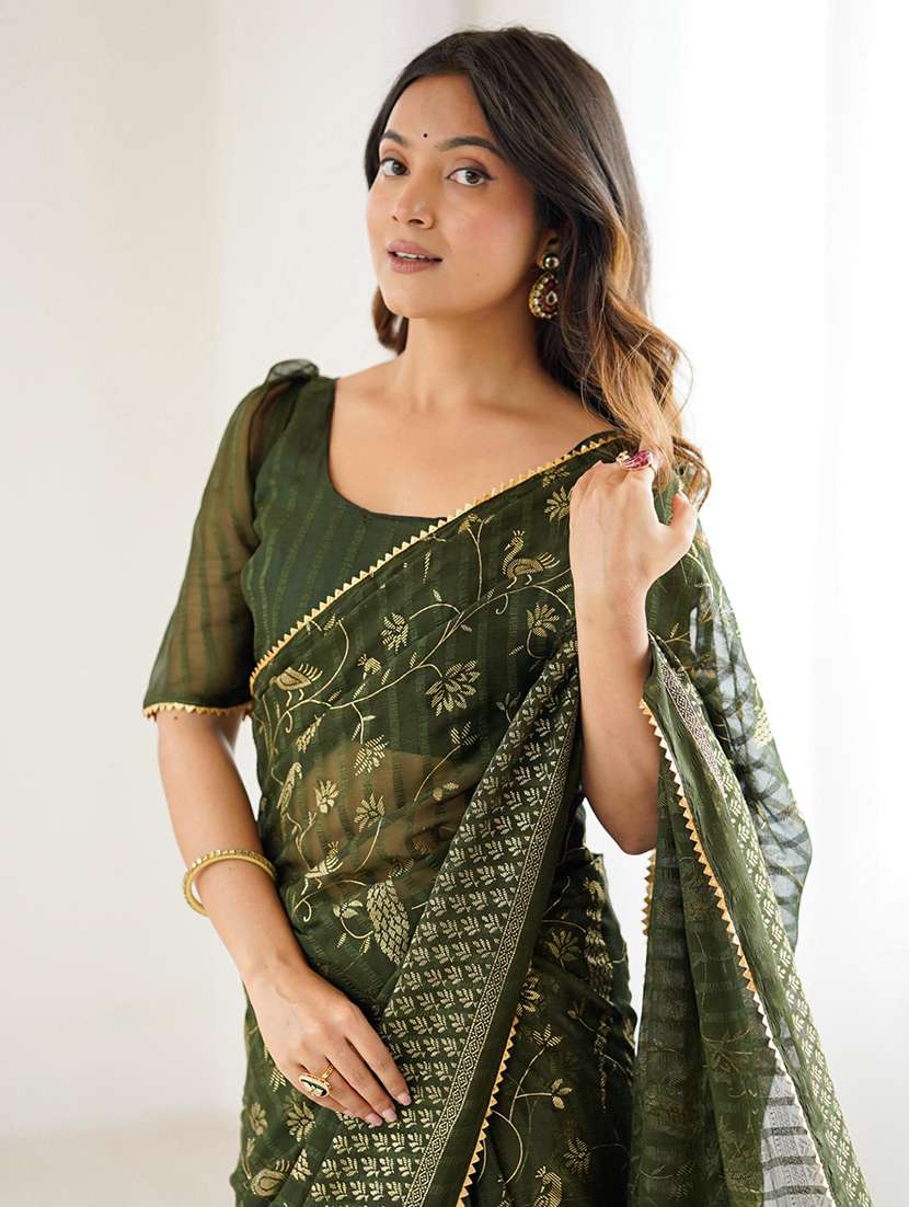 women foil printed saree with blouse - 22069310 -  Standard Image - 1