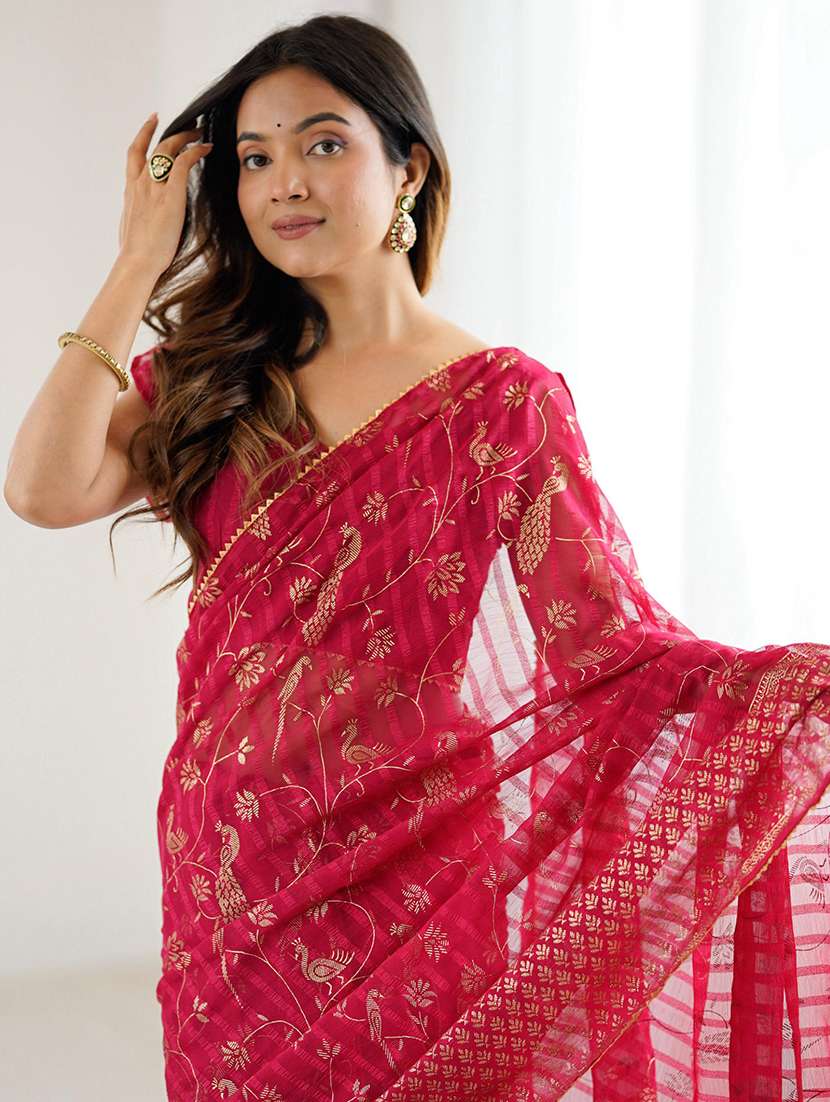 women foil printed saree with blouse - 22069313 -  Standard Image - 1