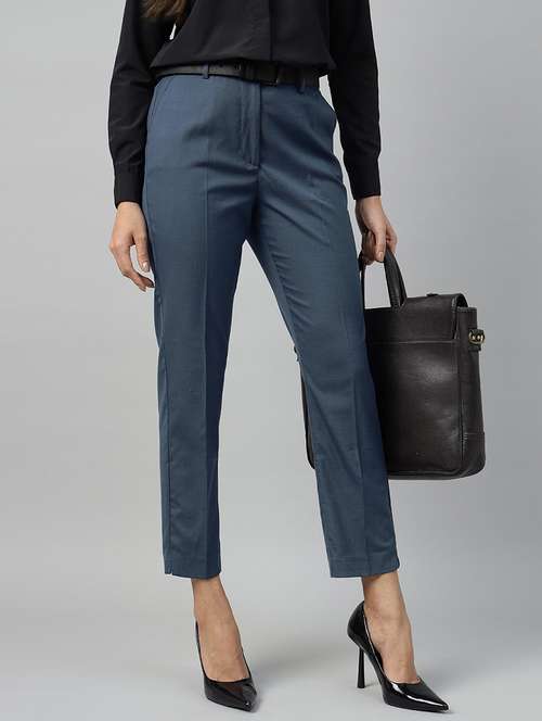 blue viscose trousers - 22069323 - Standard Image - 0