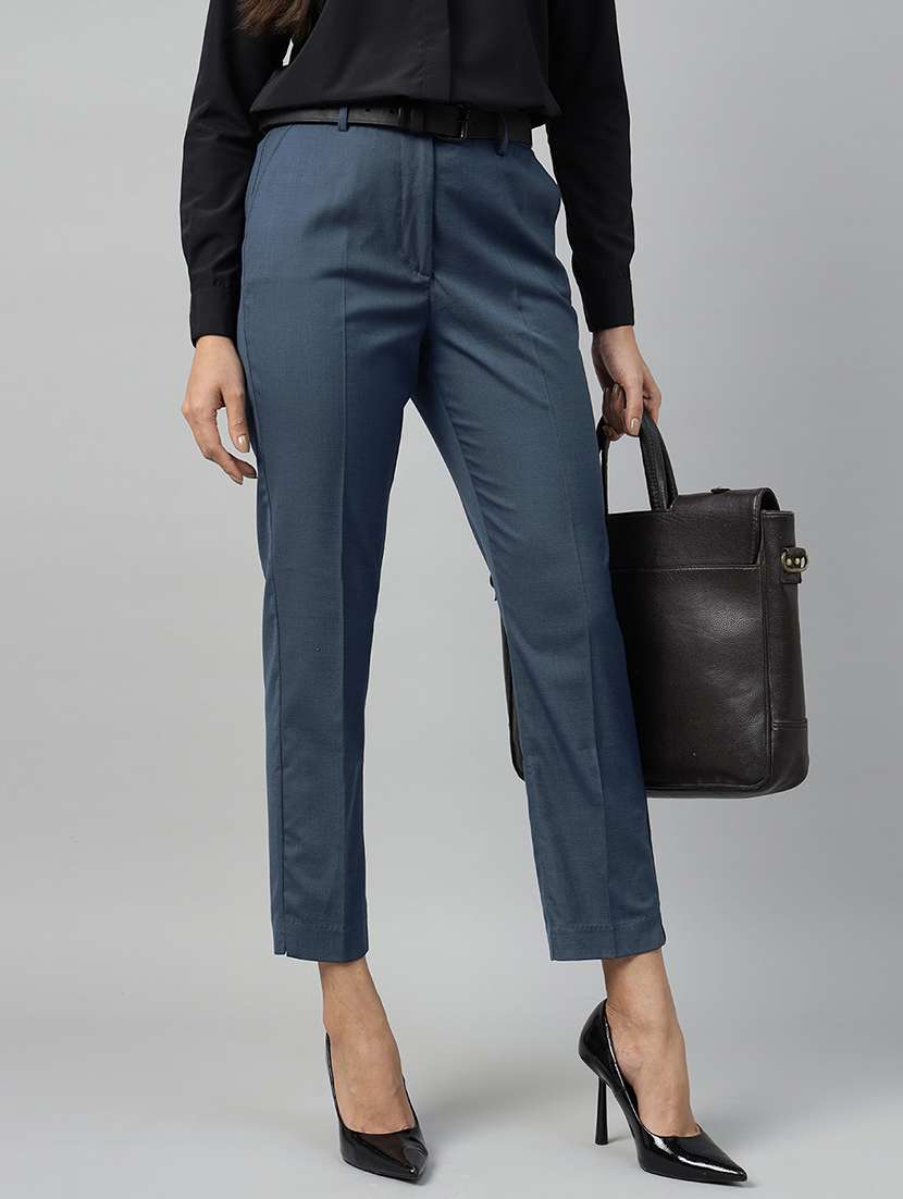 blue viscose trousers - 22069323 - Zoom Image - 0