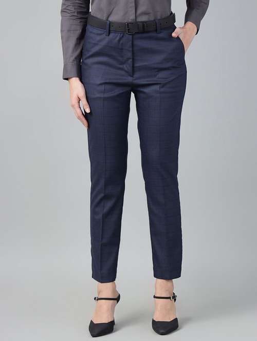 blue viscose trousers - 22069328 - Standard Image - 0