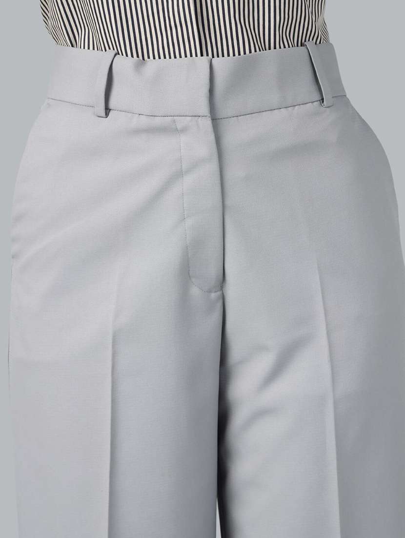 women solid high rise wide leg trouser - 22069329 -  Standard Image - 4