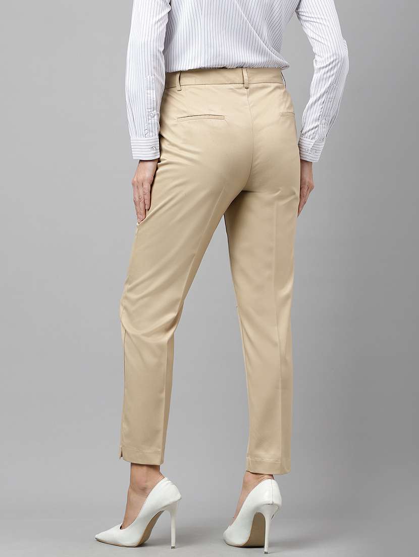women solid mid rise cigarette pants - 22069331 -  Standard Image - 1