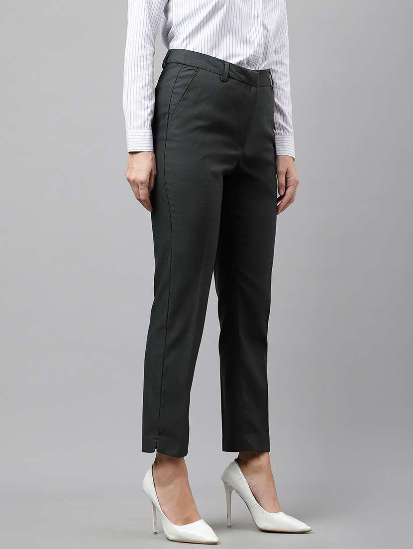 women solid mid rise cigarette pants - 22069332 -  Standard Image - 1