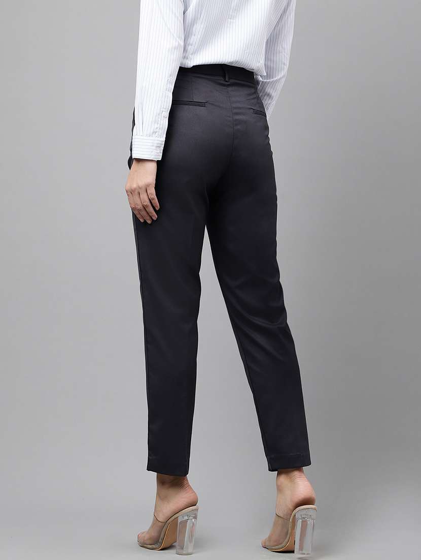 women solid mid rise cigarette pants - 22069335 -  Standard Image - 1