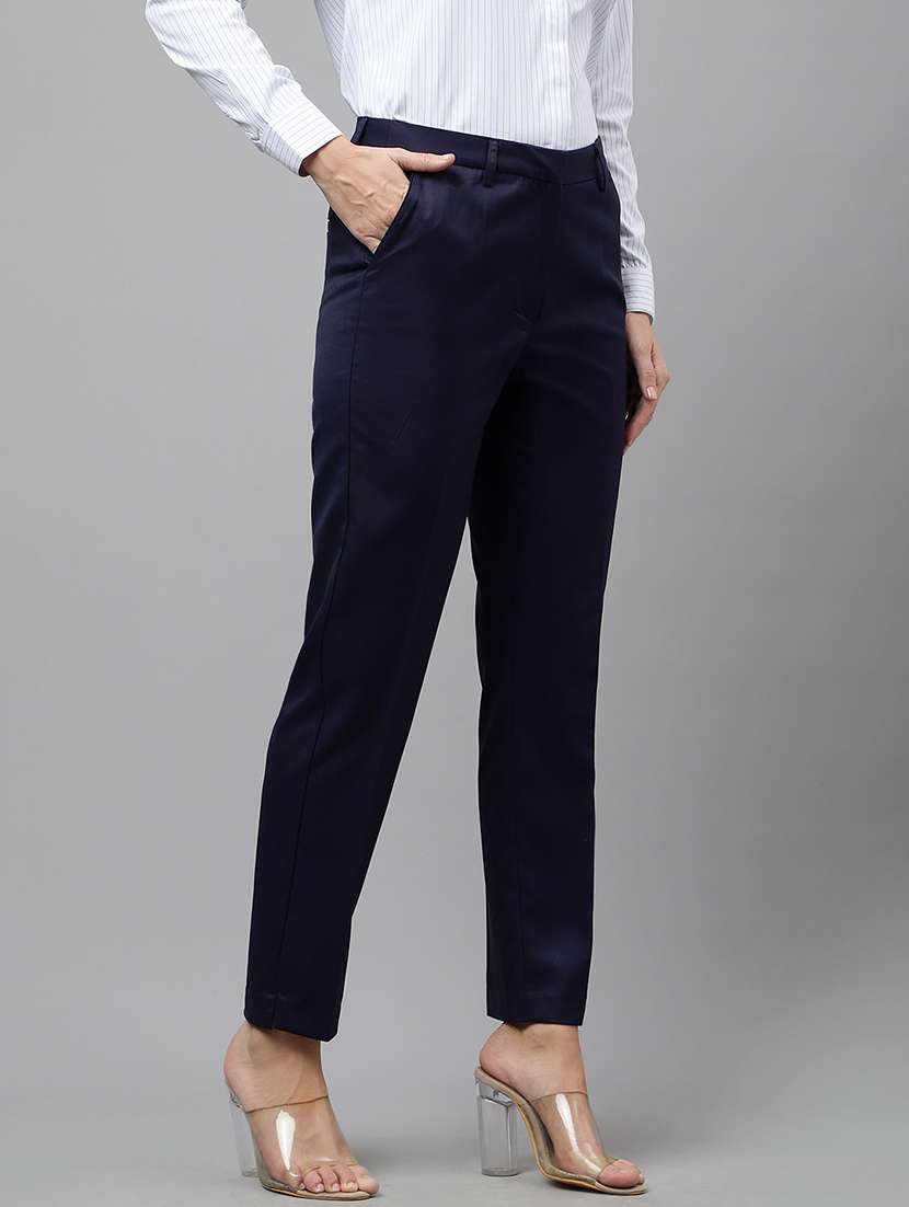 women solid mid rise cigarette pants - 22069336 -  Standard Image - 1