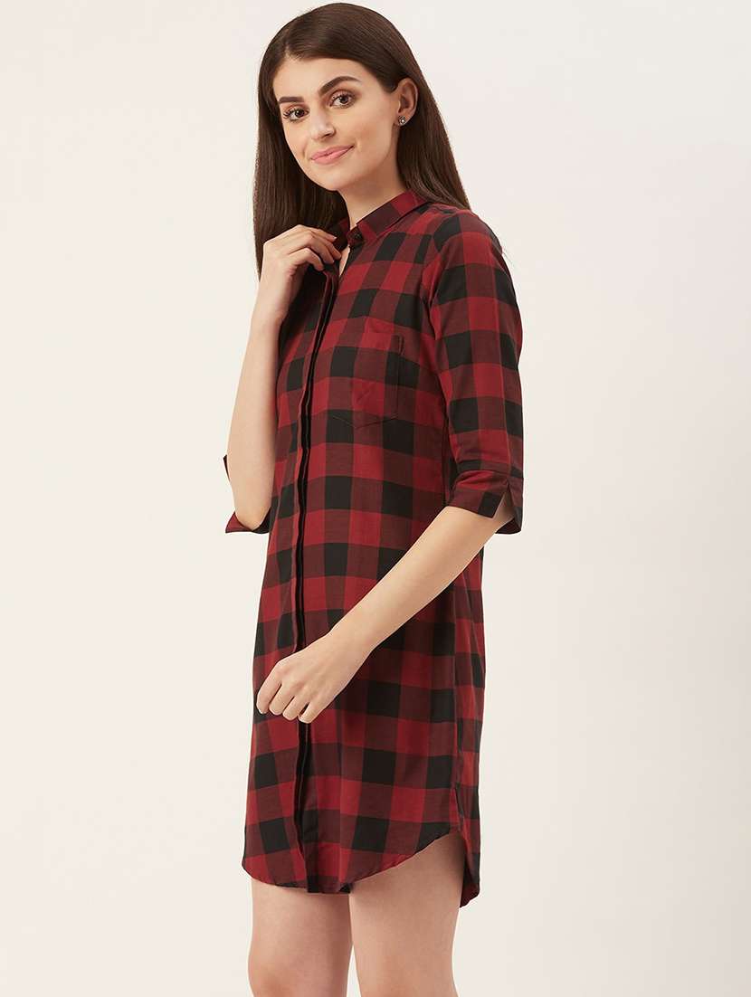 women checkered collred shirt dress - 22069339 -  Standard Image - 1